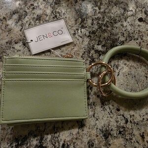 Green Card Holder with Gold Accents